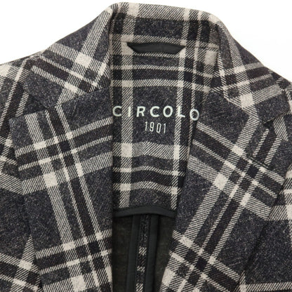 【中古】チルコロ1901 CIRCOLO 1901 コットンポリウレタン ジャージー チェック プリント 2B カジュアルジャケット ダークグレーxホワイト【サイズ42】【 状態ランクB 】【 メンズ 】