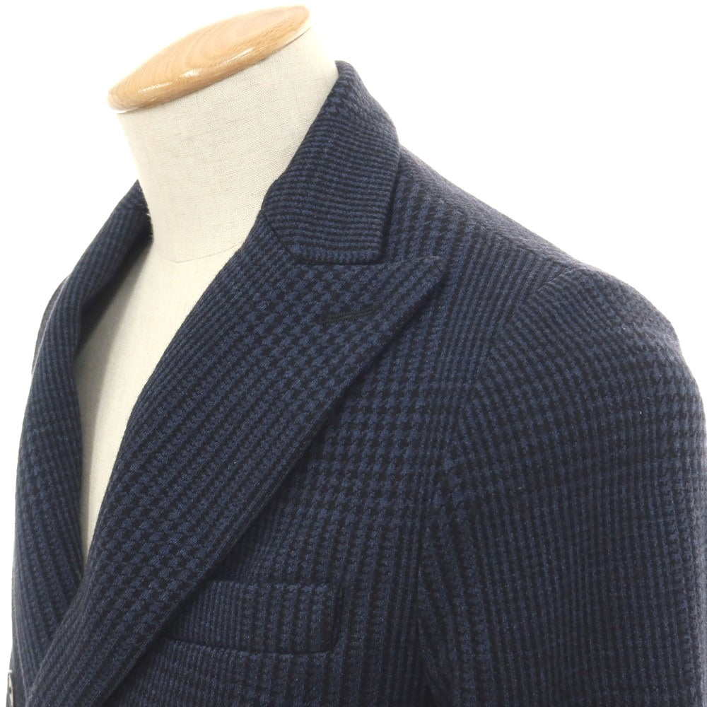 【中古】チルコロ1901 CIRCOLO 1901 コットンウール ジャージー グレンチェック ダブル6B カジュアルジャケット ネイビーxブラック【サイズ42】【 状態ランクB 】【 メンズ 】