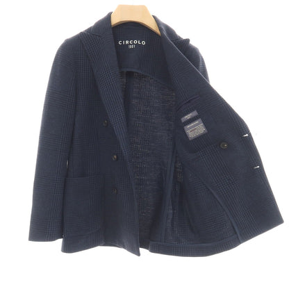 【中古】チルコロ1901 CIRCOLO 1901 コットンウール ジャージー グレンチェック ダブル6B カジュアルジャケット ネイビーxブラック【サイズ42】【 状態ランクB 】【 メンズ 】