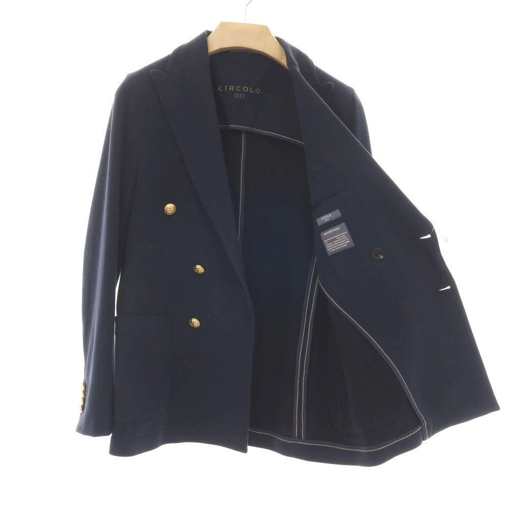 【中古】チルコロ1901 CIRCOLO 1901 裏起毛 コットン ジャージー ダブル6B カジュアルジャケット ネイビー【サイズ42】【 状態ランクB 】【 メンズ 】