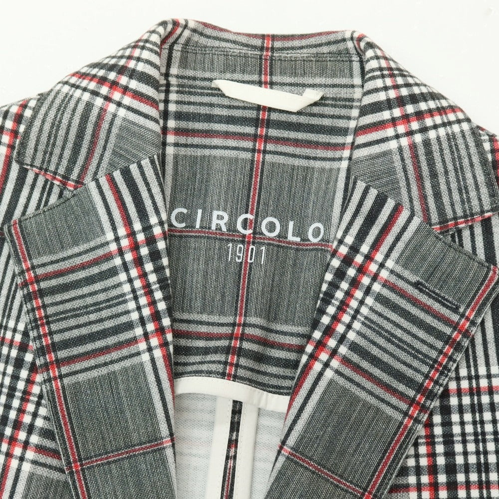 【中古】チルコロ1901 CIRCOLO 1901 コットン ジャージー チェック柄プリント 2B カジュアルジャケット グレーxレッド【サイズ44】【 状態ランクB 】【 メンズ 】