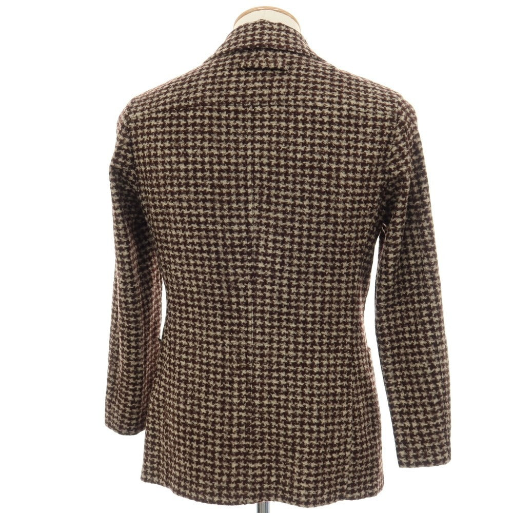 【中古】ティージャケット T-JACKET アクリルポリエステルウール ジャージー ハウンドトゥース 2B カジュアルジャケット ブラウンxベージュ【サイズXS】【 状態ランクB 】【 メンズ 】