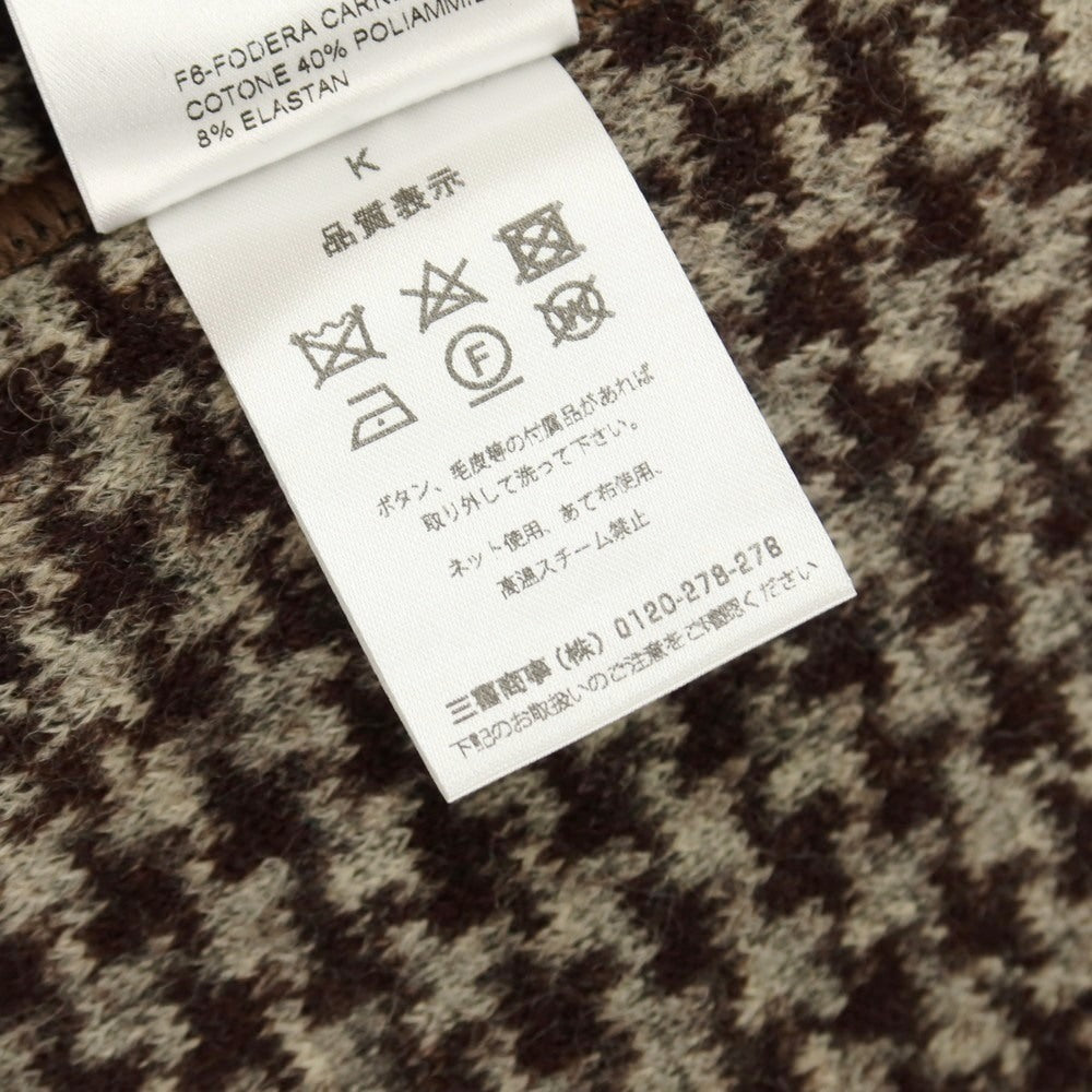 【中古】ティージャケット T-JACKET アクリルポリエステルウール ジャージー ハウンドトゥース 2B カジュアルジャケット ブラウンxベージュ【サイズXS】【 状態ランクB 】【 メンズ 】