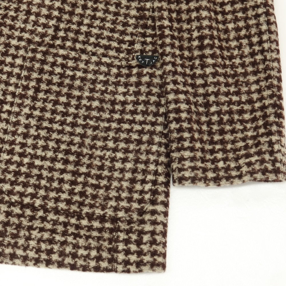 【中古】ティージャケット T-JACKET アクリルポリエステルウール ジャージー ハウンドトゥース 2B カジュアルジャケット ブラウンxベージュ【サイズXS】【 状態ランクB 】【 メンズ 】