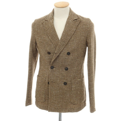 【中古】ティージャケット T-JACKET コットンウールナイロンアクリルポリエステル ダブル6B カジュアルジャケット ブラウンベージュxブラウン【サイズXS】【 状態ランクB 】【 メンズ 】