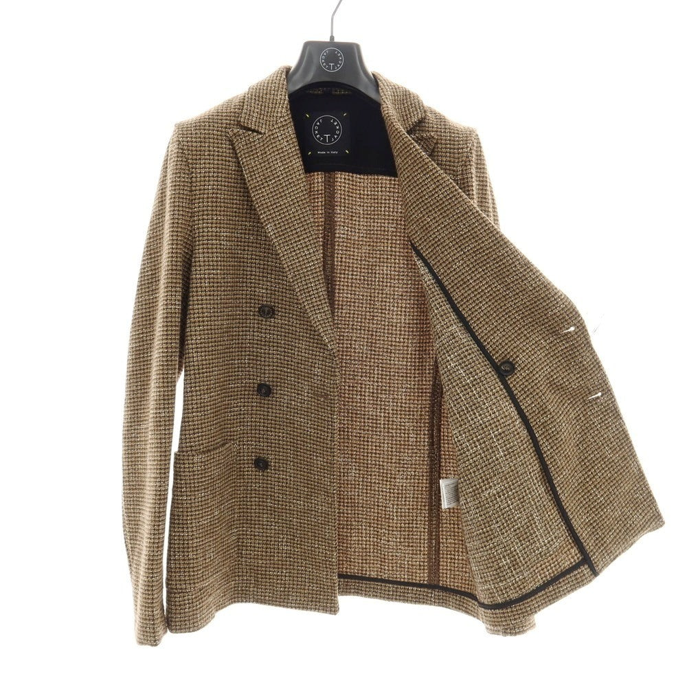 【中古】ティージャケット T-JACKET コットンウールナイロンアクリルポリエステル ダブル6B カジュアルジャケット ブラウンベージュxブラウン【サイズXS】【 状態ランクB 】【 メンズ 】