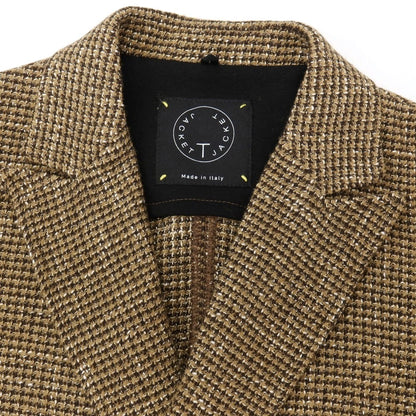 【中古】ティージャケット T-JACKET コットンウールナイロンアクリルポリエステル ダブル6B カジュアルジャケット ブラウンベージュxブラウン【サイズXS】【 状態ランクB 】【 メンズ 】