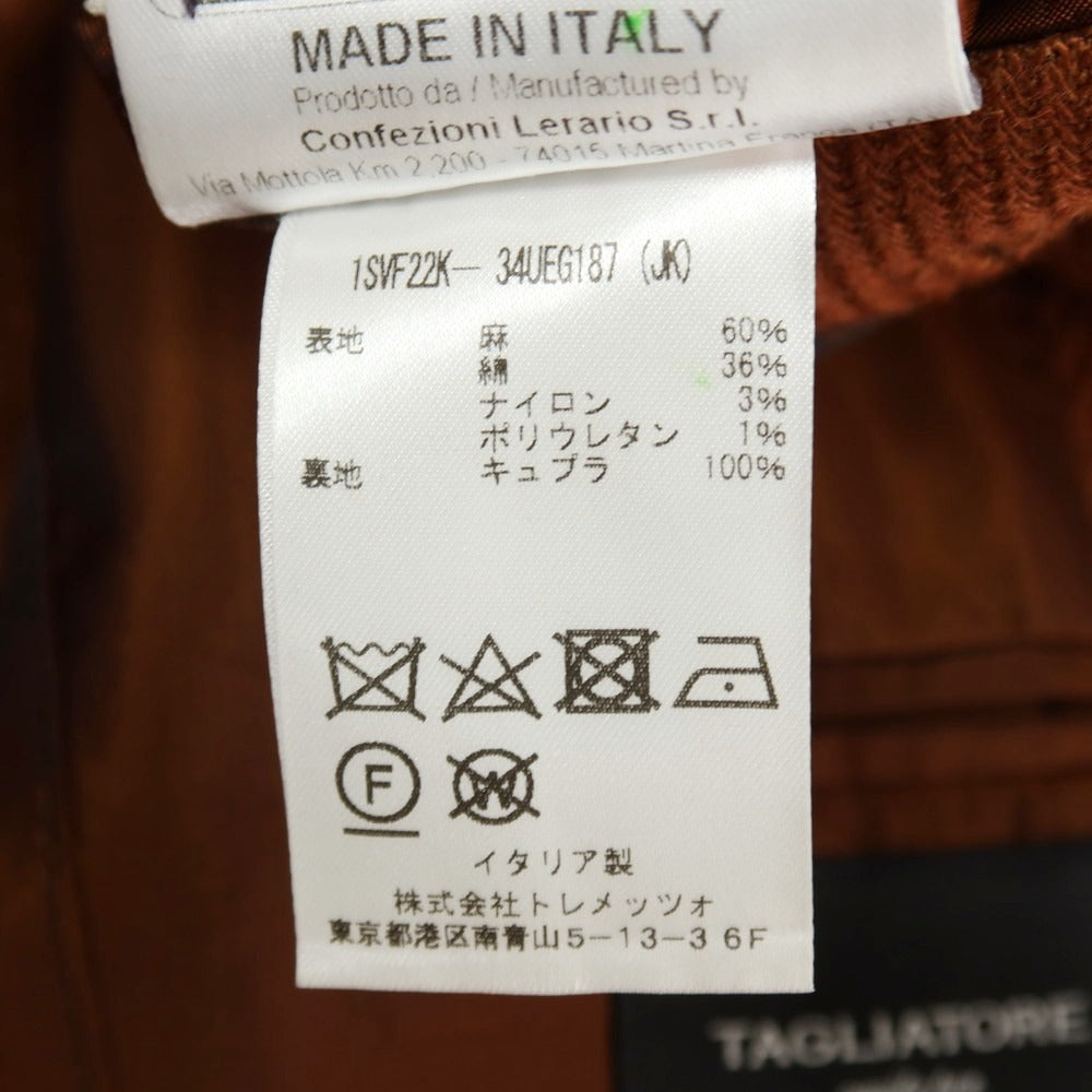 【中古】タリアトーレ TAGLIATORE リネンコットンナイロン 2B テーラードジャケット オレンジブラウン【サイズ42/7 R】【 状態ランクB 】【 メンズ 】