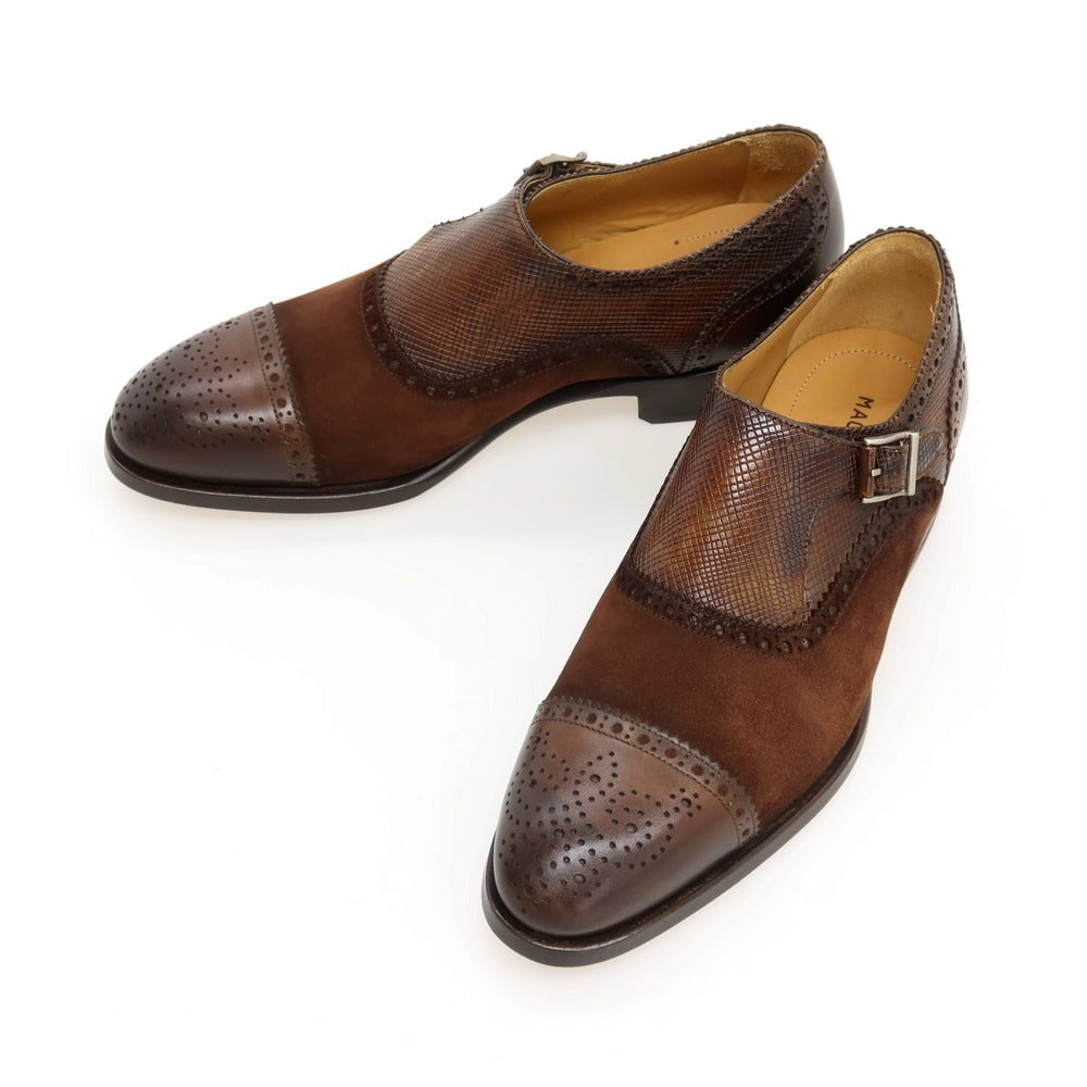 【中古】【未使用】マグナーニ MAGNANNI レザー スエード ドレスシューズ ブラウン【サイズ38】【 状態ランクS 】【 メンズ 】