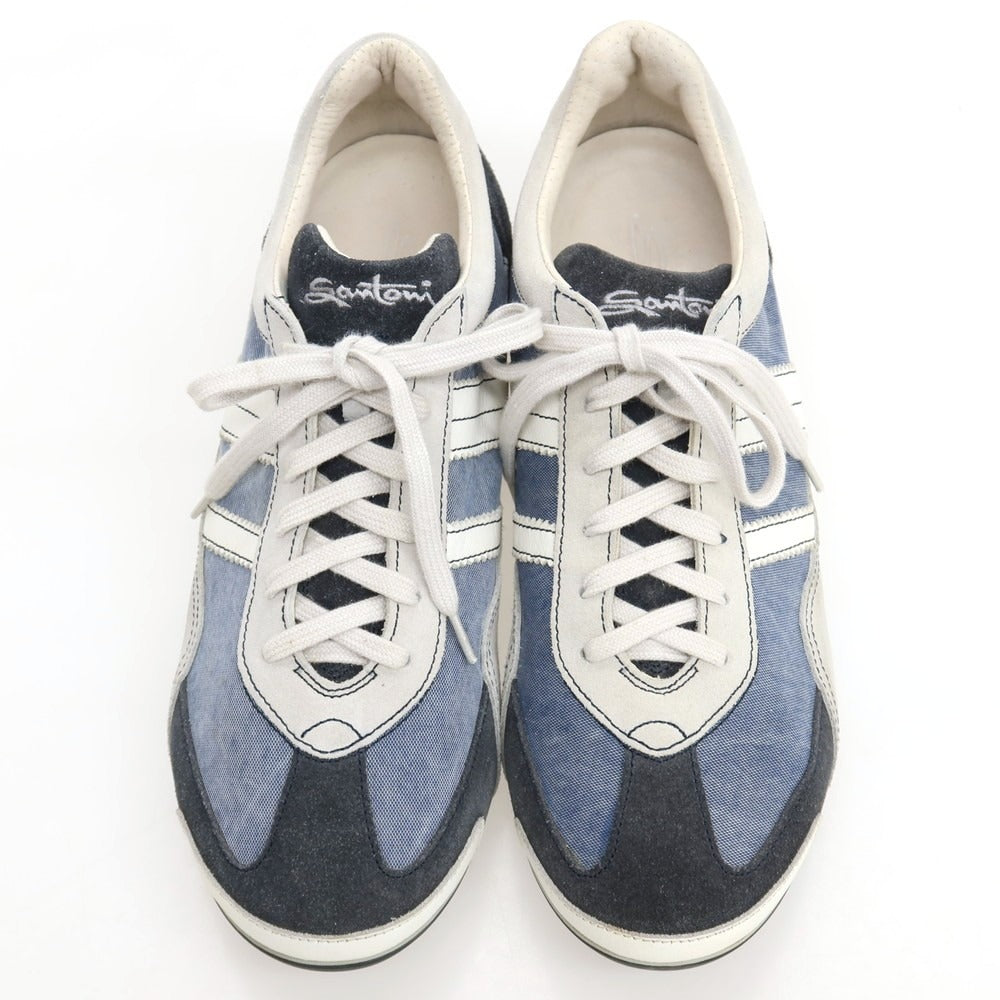 【中古】サントーニ Santoni キャンバス スニーカー ブルー【サイズ6】【 状態ランクB 】【 メンズ 】