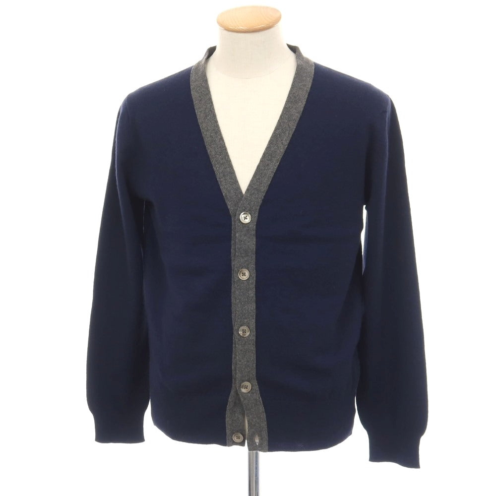 【中古】ジョンストンズ JOHNSTONS カシミヤ ニット カーディガン ネイビーxグレー【サイズ38（97cm）】【 状態ランクB 】【 メンズ 】