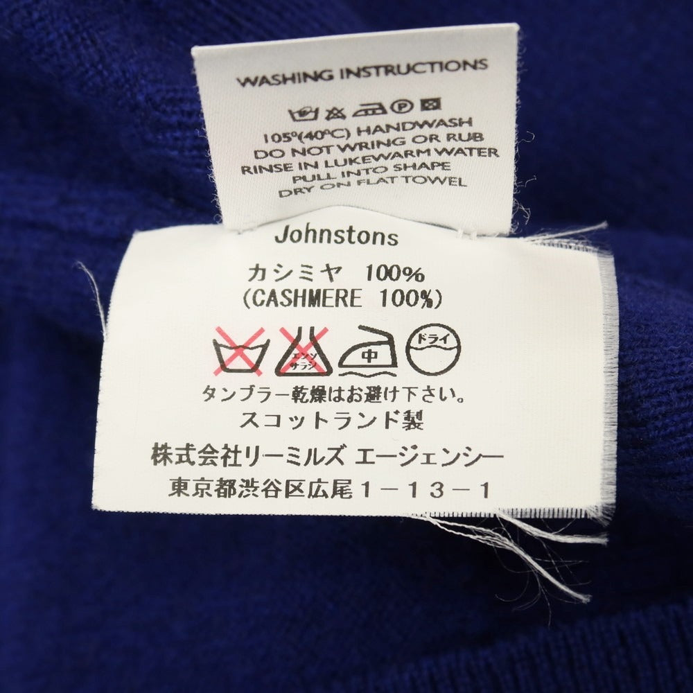 【中古】ジョンストンズ JOHNSTONS カシミヤ クルーネック プルオーバーニット ロイヤルブルー【サイズ38（97cm）】【 状態ランクB 】【 メンズ 】