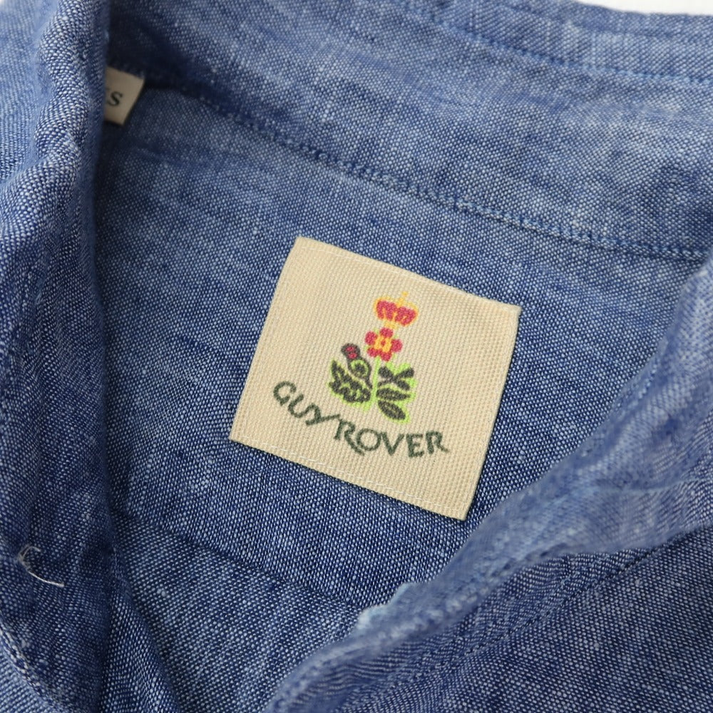 【中古】ギローバー GUY ROVER リネン ホリゾンタルカラー カジュアルシャツ ブルー【サイズXS】【 状態ランクC 】【 メンズ 】