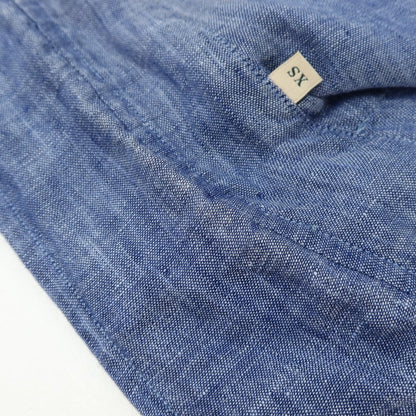 【中古】ギローバー GUY ROVER リネン ホリゾンタルカラー カジュアルシャツ ブルー【サイズXS】【 状態ランクC 】【 メンズ 】