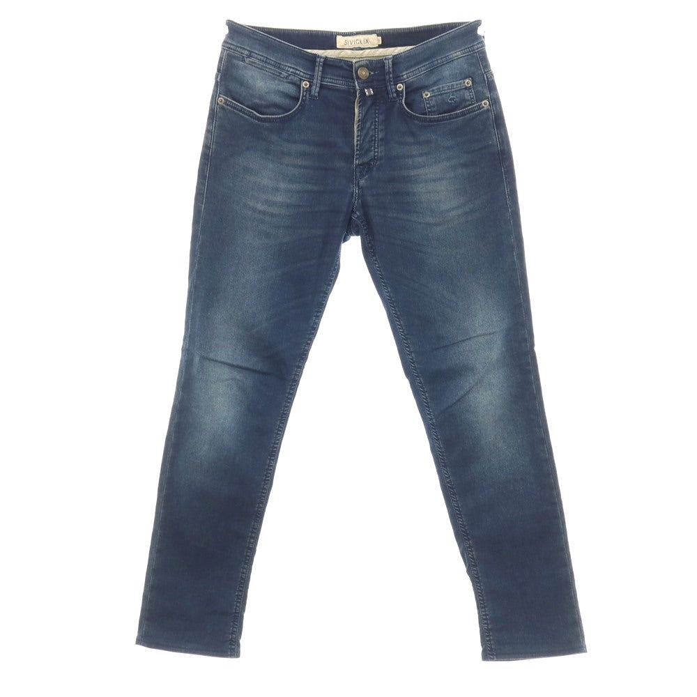 【中古】シビリア SIVIGLIA ストレッチ コットンポリエステル デニムパンツ ネイビー【サイズ30】【 状態ランクC 】【 メンズ 】