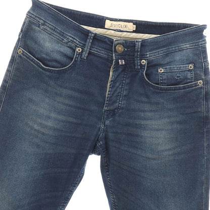 【中古】シビリア SIVIGLIA ストレッチ コットンポリエステル デニムパンツ ネイビー【サイズ30】【 状態ランクC 】【 メンズ 】