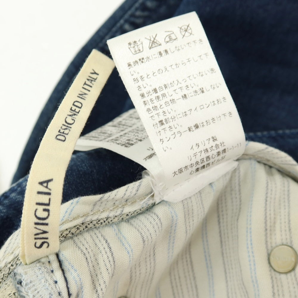 【中古】シビリア SIVIGLIA ストレッチ コットンポリエステル デニムパンツ ネイビー【サイズ30】【 状態ランクC 】【 メンズ 】
