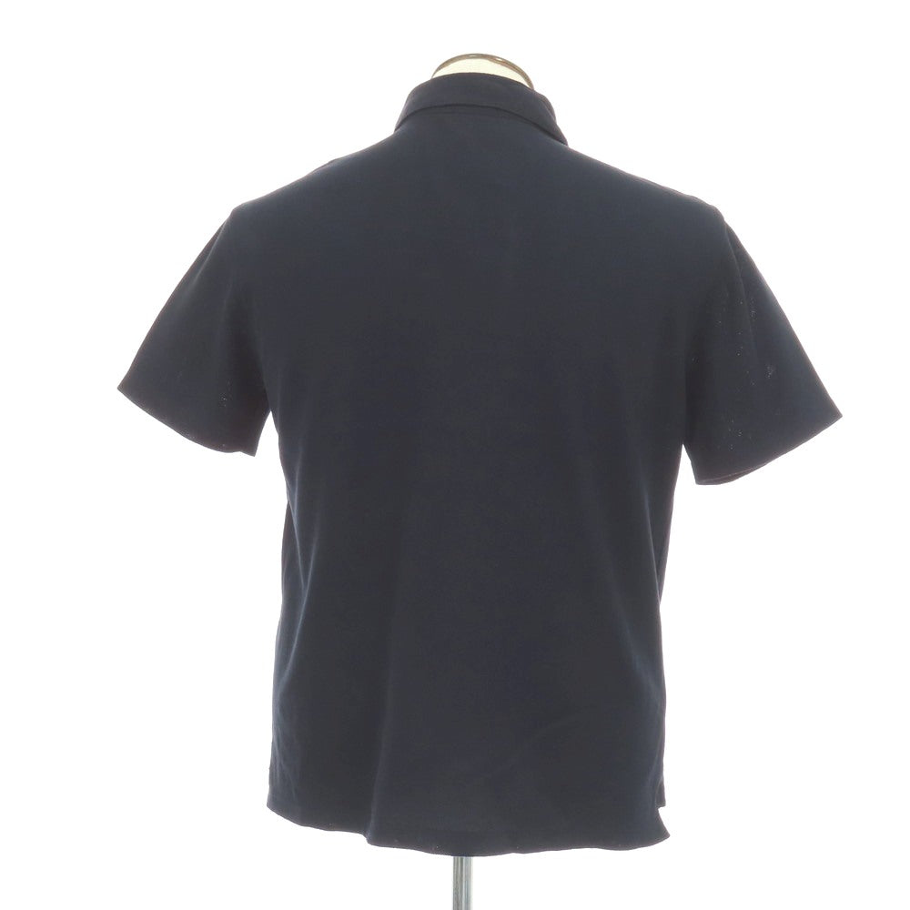 【中古】バーニーズニューヨーク BARNEYS NEWYORK コットン 鹿の子 半袖ポロシャツ ネイビー【サイズL】【 状態ランクC 】【 メンズ 】