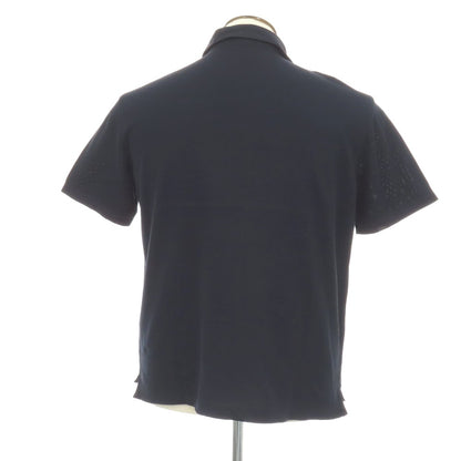 【中古】バーニーズニューヨーク BARNEYS NEWYORK コットン 鹿の子 半袖ポロシャツ ネイビー【サイズL】【 状態ランクC 】【 メンズ 】