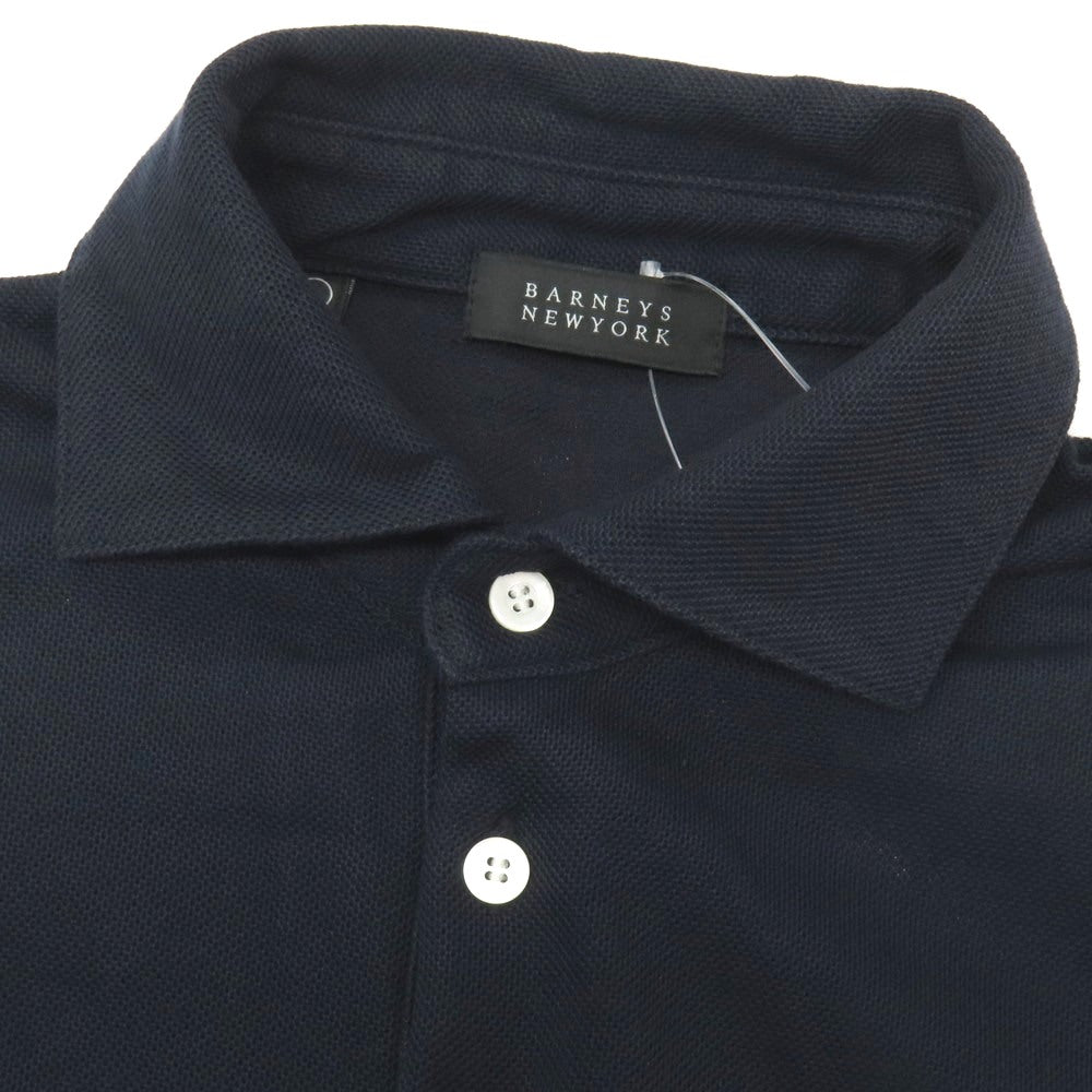 【中古】バーニーズニューヨーク BARNEYS NEWYORK コットン 鹿の子 半袖ポロシャツ ネイビー【サイズL】【 状態ランクC 】【 メンズ 】