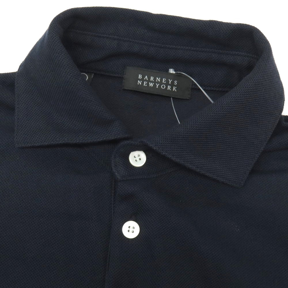 【中古】バーニーズニューヨーク BARNEYS NEWYORK コットン 鹿の子 半袖ポロシャツ ネイビー【サイズL】【 状態ランクC 】【 メンズ 】