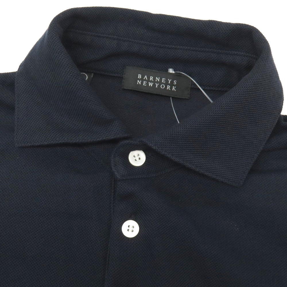 【中古】バーニーズニューヨーク BARNEYS NEWYORK コットン 鹿の子 半袖ポロシャツ ネイビー【サイズL】【 状態ランクC 】【 メンズ 】