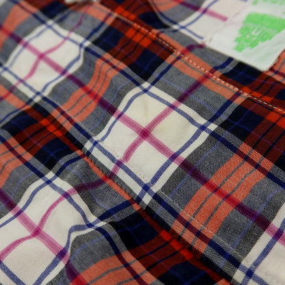 【中古】フィナモレ Finamore コットン チェック カッタウェイ カジュアルシャツ ホワイトxオレンジ【サイズM】【 状態ランクC 】【 メンズ 】