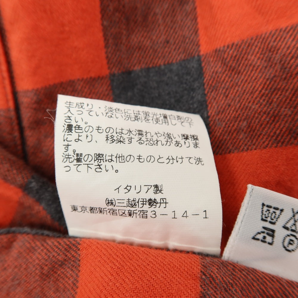 【中古】フィナモレ Finamore コットン チェック ホリゾンタルカラー カジュアルシャツ レッドxブラック【サイズ40】【 状態ランクC 】【 メンズ 】