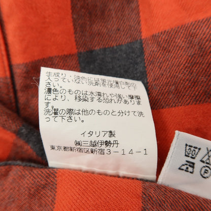 【中古】フィナモレ Finamore コットン チェック ホリゾンタルカラー カジュアルシャツ レッドxブラック【サイズ40】【 状態ランクC 】【 メンズ 】