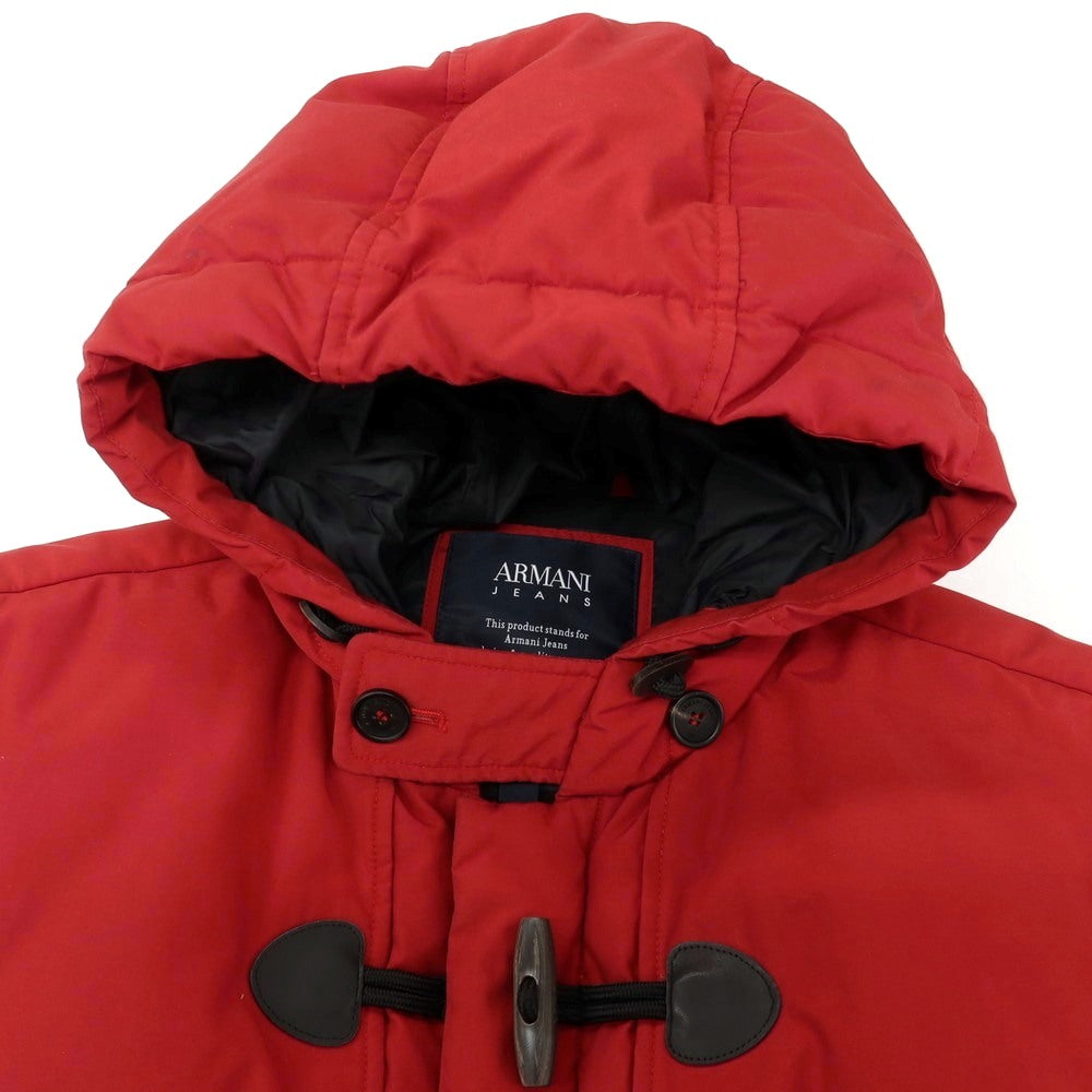 【中古】アルマーニ ジーンズ ARMANI JEANS コットンポリエステル ダッフル仕様 ダウンコート レッド【サイズ48】【 状態ランクB 】【 メンズ 】