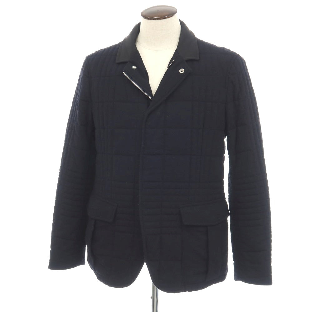 【中古】アルマーニ コレッツォーニ ARMANI COLLEZIONI ウール混 襟異素材切替 中綿キルティング カジュアルジャケット ネイビー【サイズ50】【 状態ランクC 】【 メンズ 】
