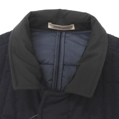 【中古】アルマーニ コレッツォーニ ARMANI COLLEZIONI ウール混 襟異素材切替 中綿キルティング カジュアルジャケット ネイビー【サイズ50】【 状態ランクC 】【 メンズ 】