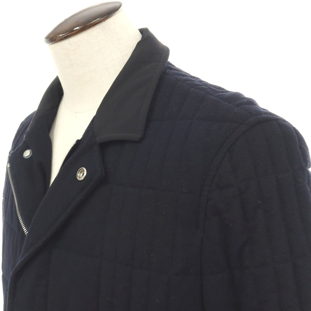 【中古】アルマーニ コレッツォーニ ARMANI COLLEZIONI ウール混 襟異素材切替 中綿キルティング カジュアルジャケット ネイビー【サイズ50】【 状態ランクC 】【 メンズ 】