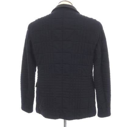 【中古】アルマーニ コレッツォーニ ARMANI COLLEZIONI ウール混 襟異素材切替 中綿キルティング カジュアルジャケット ネイビー【サイズ50】【 状態ランクC 】【 メンズ 】