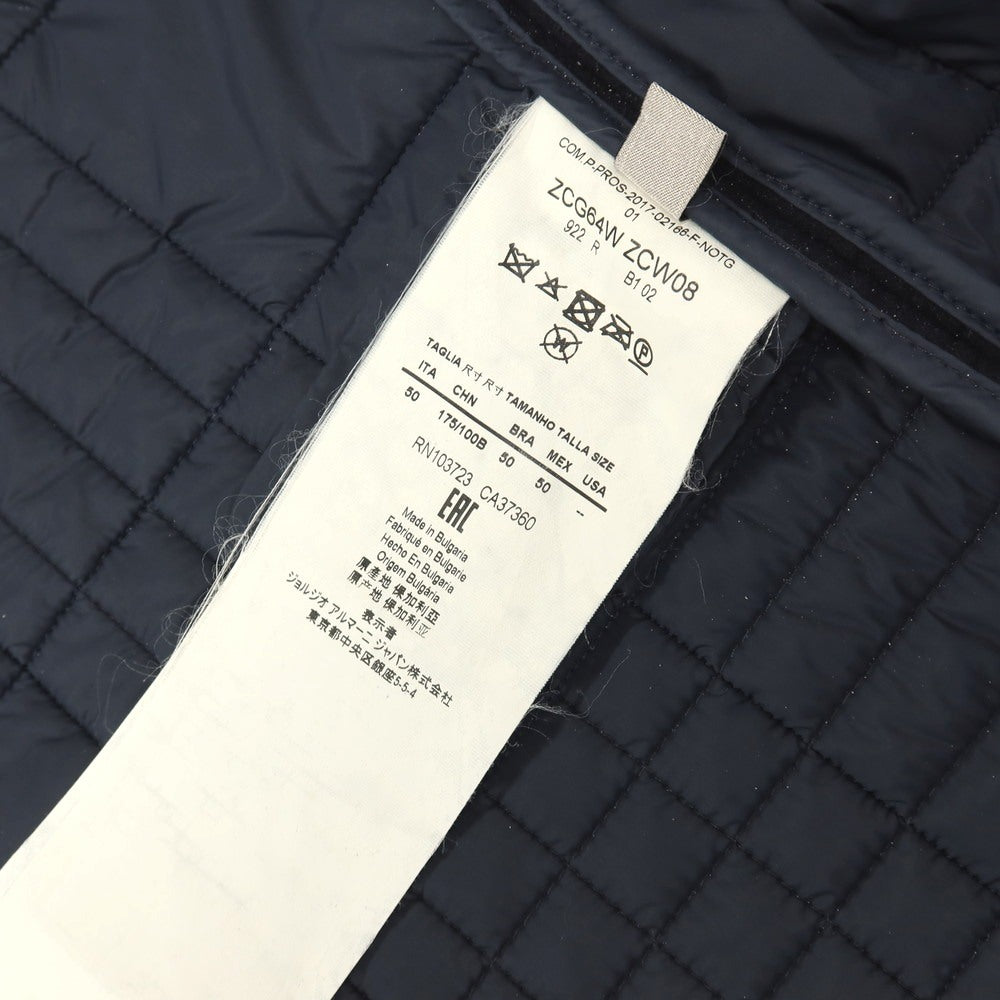 【中古】アルマーニ コレッツォーニ ARMANI COLLEZIONI ウール混 襟異素材切替 中綿キルティング カジュアルジャケット ネイビー【サイズ50】【 状態ランクC 】【 メンズ 】