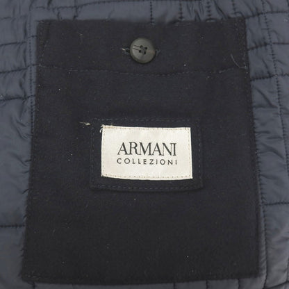 【中古】アルマーニ コレッツォーニ ARMANI COLLEZIONI ウール混 襟異素材切替 中綿キルティング カジュアルジャケット ネイビー【サイズ50】【 状態ランクC 】【 メンズ 】