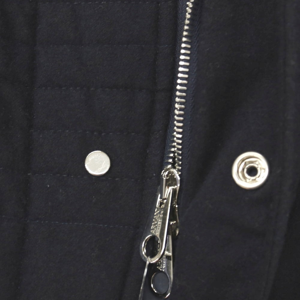 【中古】アルマーニ コレッツォーニ ARMANI COLLEZIONI ウール混 襟異素材切替 中綿キルティング カジュアルジャケット ネイビー【サイズ50】【 状態ランクC 】【 メンズ 】