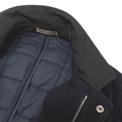 【中古】アルマーニ コレッツォーニ ARMANI COLLEZIONI ウール混 襟異素材切替 中綿キルティング カジュアルジャケット ネイビー【サイズ50】【 状態ランクC 】【 メンズ 】