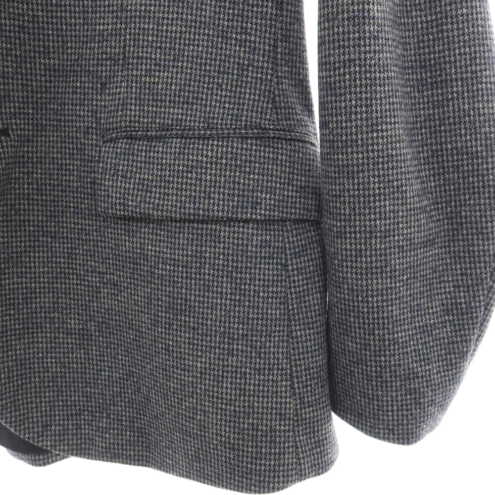 【中古】エンポリオ アルマーニ EMPORIO ARMANI ウール混 ハウンドトゥース 手裏剣千鳥 フード付き カジュアルジャケット グレーxネイビー【サイズ48】【 状態ランクB 】【 メンズ 】