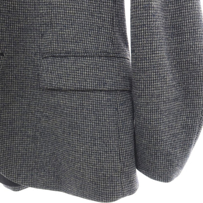 【中古】エンポリオ アルマーニ EMPORIO ARMANI ウール混 ハウンドトゥース 手裏剣千鳥 フード付き カジュアルジャケット グレーxネイビー【サイズ48】【 状態ランクB 】【 メンズ 】