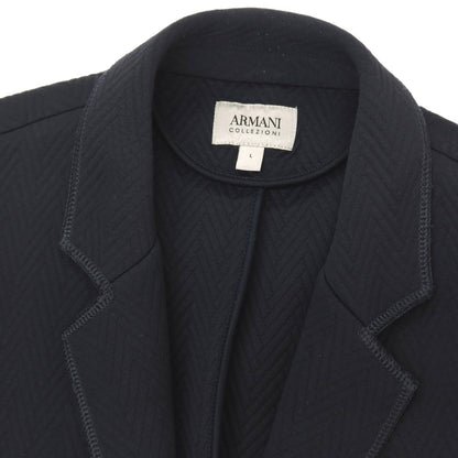 【中古】アルマーニ コレッツォーニ ARMANI COLLEZIONI ナイロン ジャージー ヘリンボーン 2B カジュアルジャケット ネイビー【サイズL】【 状態ランクB 】【 メンズ 】