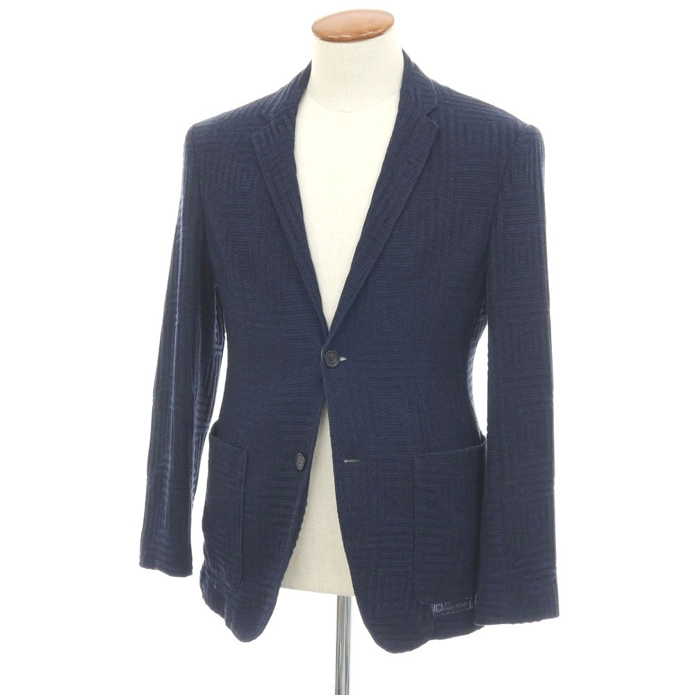 【中古】エンポリオ アルマーニ EMPORIO ARMANI コットンリネン 2B カジュアルジャケット ネイビー【サイズ46】【 状態ランクB 】【 メンズ 】