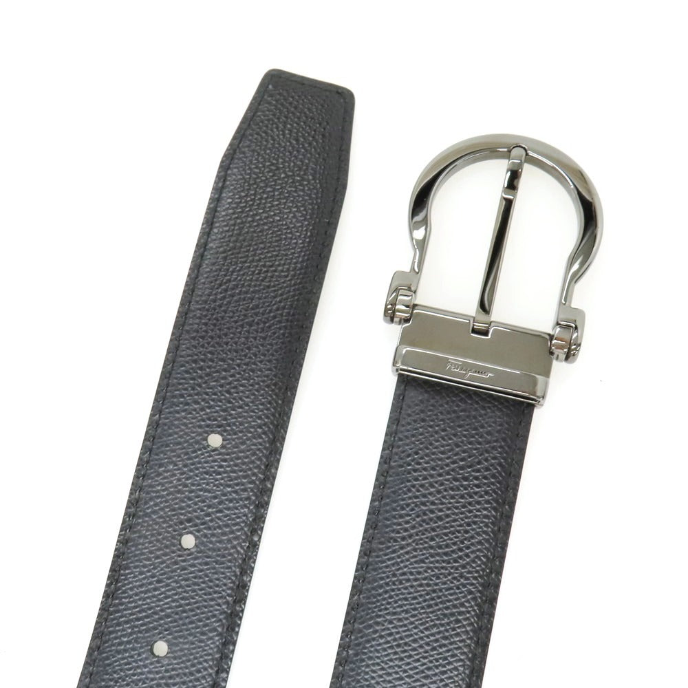 【中古】サルヴァトーレフェラガモ Salvatore Ferragamo リバーシブル レザー ベルト ブラックxネイビー【サイズ表記なし】【 状態ランクB 】【 メンズ 】