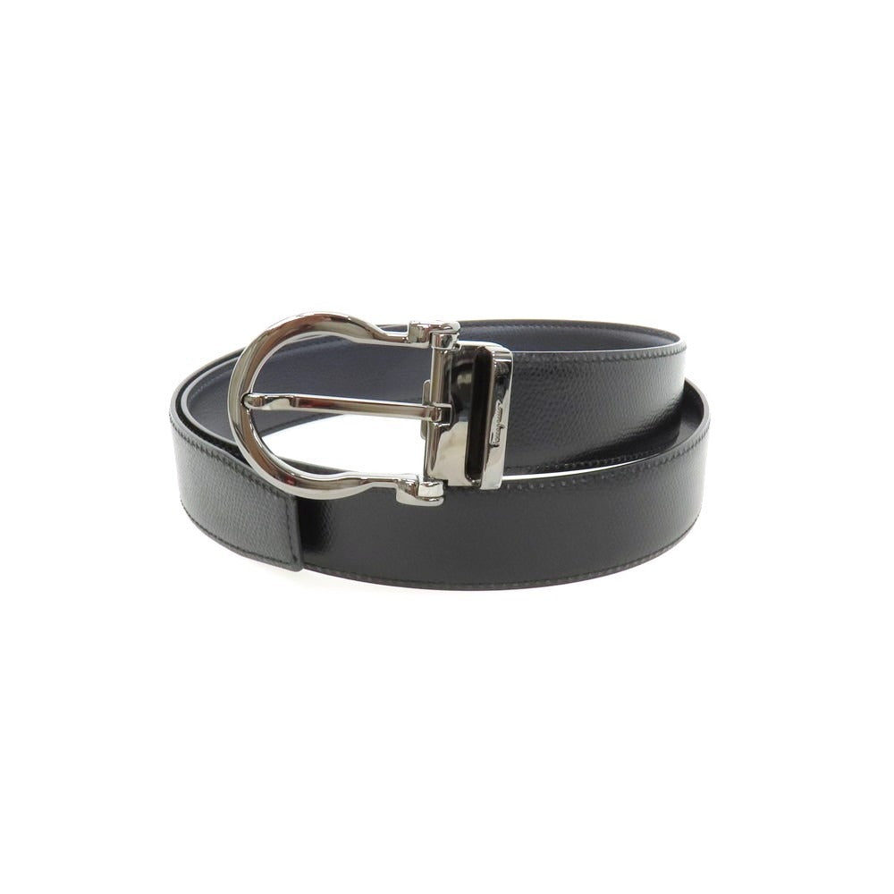 【中古】サルヴァトーレフェラガモ Salvatore Ferragamo リバーシブル レザー ベルト ブラックxネイビー【サイズ表記なし】【 状態ランクB 】【 メンズ 】