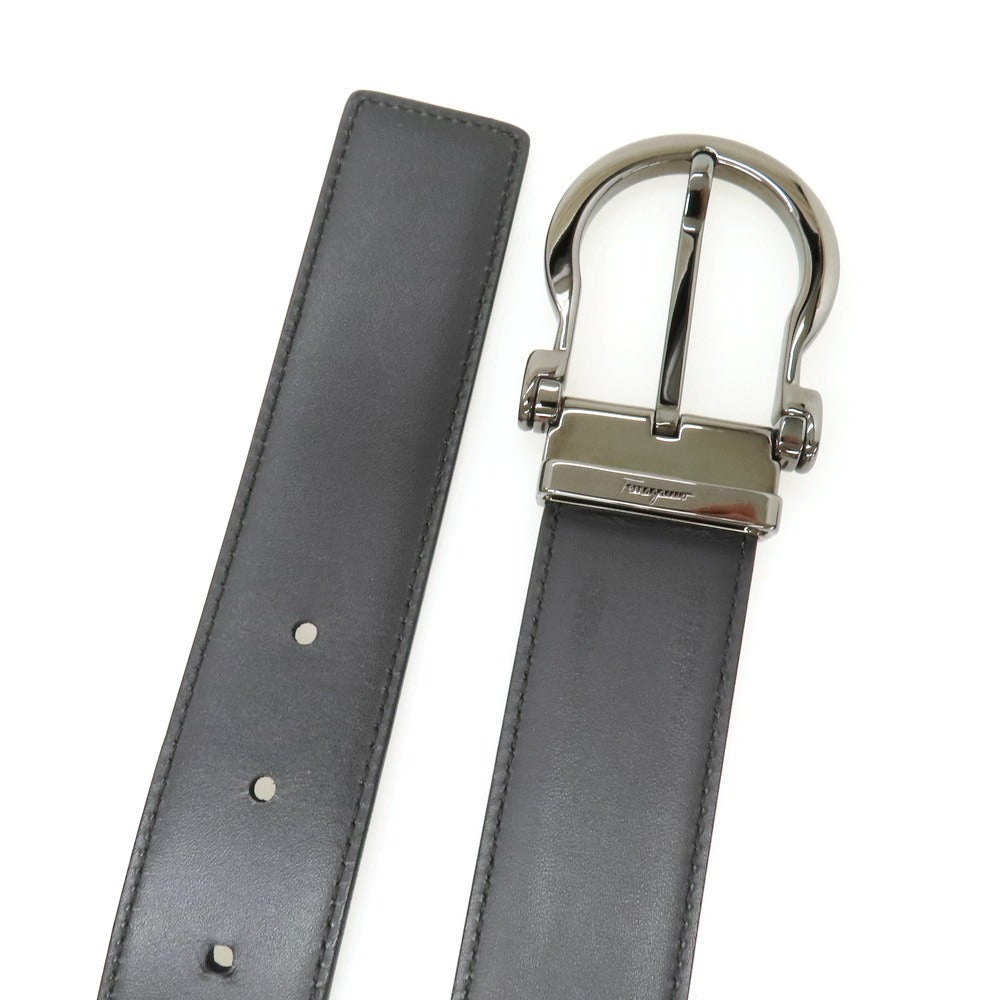 【中古】サルヴァトーレフェラガモ Salvatore Ferragamo リバーシブル レザー ベルト ブラックxダークブラウン【サイズ表記なし】【 状態ランクB 】【 メンズ 】