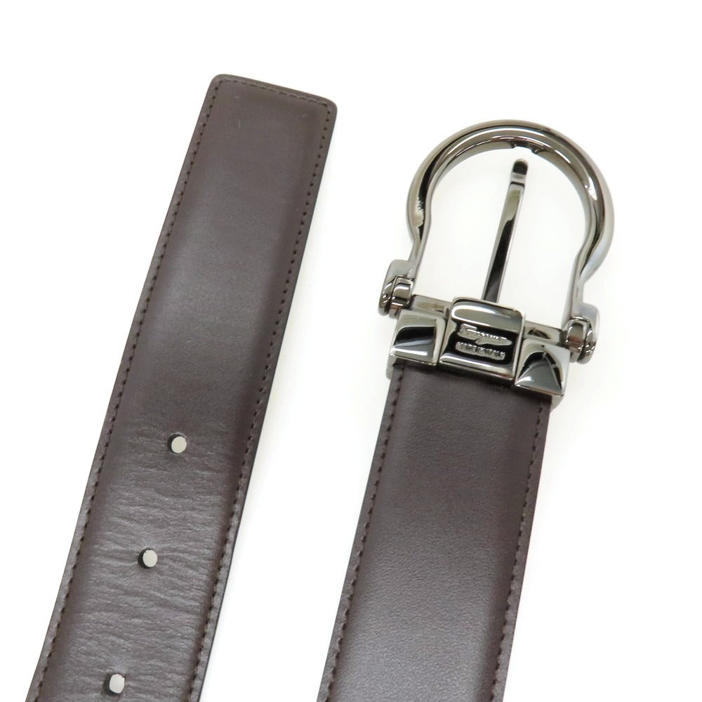 【中古】サルヴァトーレフェラガモ Salvatore Ferragamo リバーシブル レザー ベルト ブラックxダークブラウン【サイズ表記なし】【 状態ランクB 】【 メンズ 】