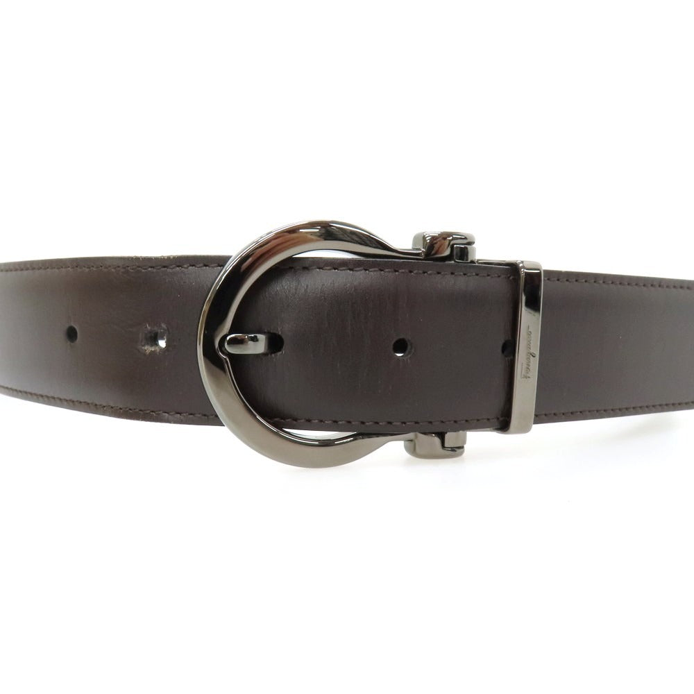 【中古】サルヴァトーレフェラガモ Salvatore Ferragamo リバーシブル レザー ベルト ブラックxダークブラウン【サイズ表記なし】【 状態ランクB 】【 メンズ 】