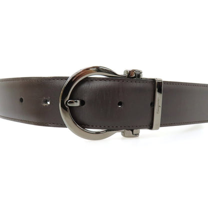【中古】サルヴァトーレフェラガモ Salvatore Ferragamo リバーシブル レザー ベルト ブラックxダークブラウン【サイズ表記なし】【 状態ランクB 】【 メンズ 】