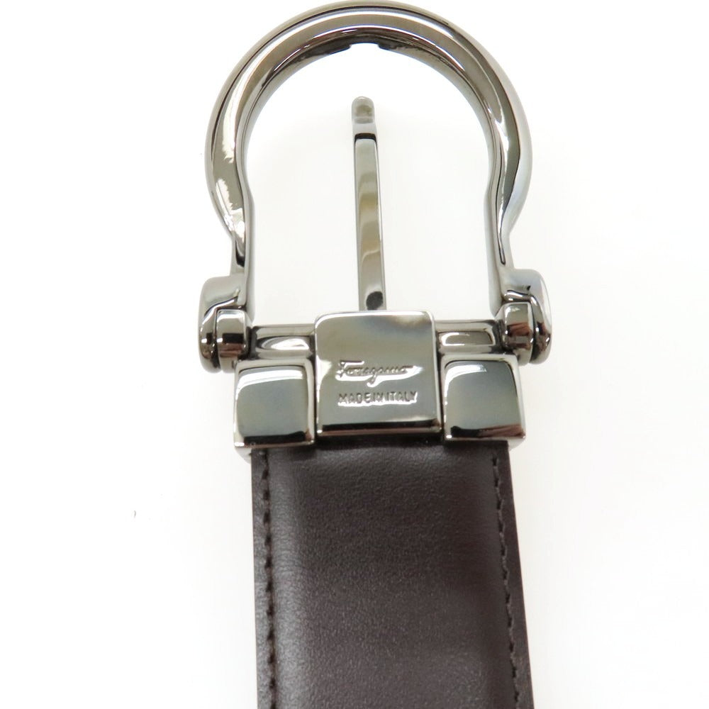 【中古】サルヴァトーレフェラガモ Salvatore Ferragamo リバーシブル レザー ベルト ブラックxダークブラウン【サイズ表記なし】【 状態ランクB 】【 メンズ 】