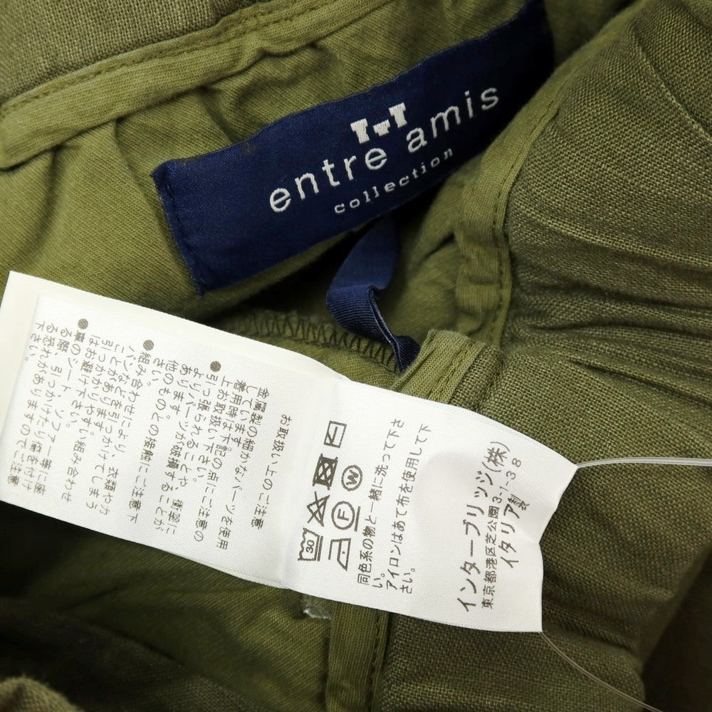 【中古】【未使用】アントレアミ ENTRE AMIS リネンコットンポリウレタン イージーパンツ オリーブ【サイズXS】【 状態ランクS 】【 メンズ 】